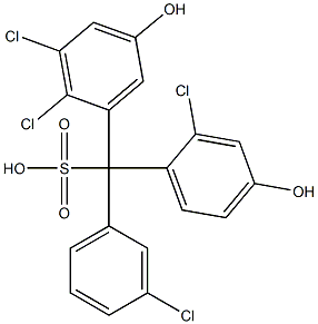 (3-Chlorophenyl)(2-chloro-4-hydroxyphenyl)(2,3-dichloro-5-hydroxyphenyl)methanesulfonic acid Struktur