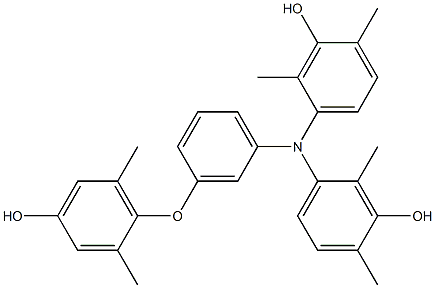 N,N-Bis(3-hydroxy-2,4-dimethylphenyl)-3-(4-hydroxy-2,6-dimethylphenoxy)benzenamine Struktur