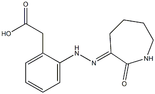 2-[2-[2-(2-Oxohexahydro-1H-azepin-3-ylidene)hydrazino]phenyl]acetic acid Struktur