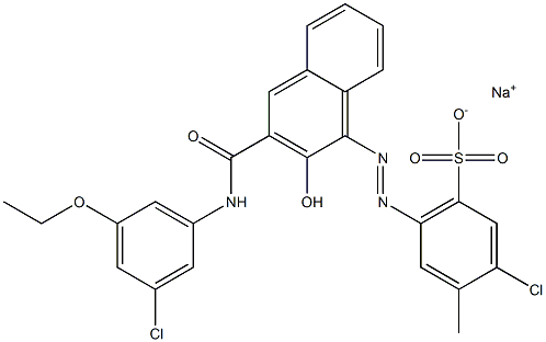 3-Chloro-4-methyl-6-[[3-[[(3-chloro-5-ethoxyphenyl)amino]carbonyl]-2-hydroxy-1-naphtyl]azo]benzenesulfonic acid sodium salt Struktur