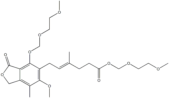 (E)-6-(4-[(2-Methoxyethoxy)methyl]oxy-6-methoxy-7-methyl-3-oxo-5-phthalanyl)-4-methyl-4-hexenoic acid [(2-methoxyethoxy)methyl] ester Struktur