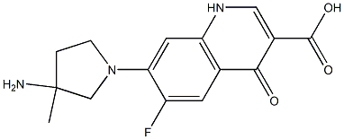 6-Fluoro-1,4-dihydro-4-oxo-7-(3-amino-3-methyl-1-pyrrolidinyl)quinoline-3-carboxylic acid Struktur