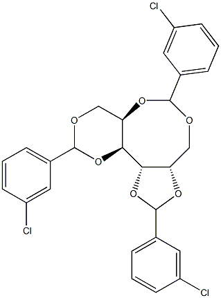 1-O,3-O:2-O,6-O:4-O,5-O-Tris(3-chlorobenzylidene)-L-glucitol Struktur