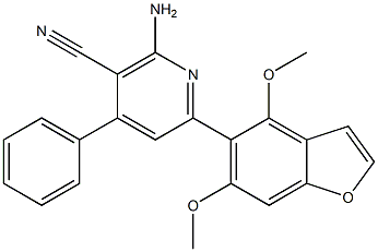 4,6-Dimethoxy-5-(4-phenyl-5-cyano-6-amino-2-pyridinyl)benzofuran Struktur