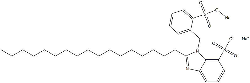 1-[2-(Sodiooxysulfonyl)benzyl]-2-heptadecyl-1H-benzimidazole-7-sulfonic acid sodium salt Struktur