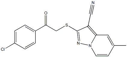 2-[[(4-Chlorophenylcarbonyl)methyl]thio]-5-methyl-pyrazolo[1,5-a]pyridine-3-carbonitrile Struktur