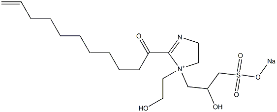 1-(2-Hydroxyethyl)-1-[2-hydroxy-3-(sodiooxysulfonyl)propyl]-2-(10-undecenoyl)-2-imidazoline-1-ium Struktur