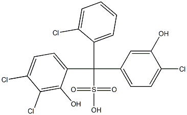 (2-Chlorophenyl)(4-chloro-3-hydroxyphenyl)(3,4-dichloro-2-hydroxyphenyl)methanesulfonic acid Struktur