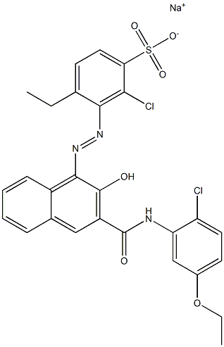 2-Chloro-4-ethyl-3-[[3-[[(2-chloro-5-ethoxyphenyl)amino]carbonyl]-2-hydroxy-1-naphtyl]azo]benzenesulfonic acid sodium salt Struktur