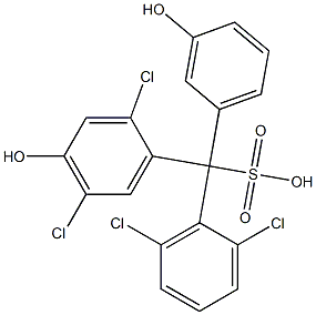 (2,6-Dichlorophenyl)(2,5-dichloro-4-hydroxyphenyl)(3-hydroxyphenyl)methanesulfonic acid Struktur