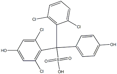 (2,6-Dichlorophenyl)(2,6-dichloro-4-hydroxyphenyl)(4-hydroxyphenyl)methanesulfonic acid Struktur