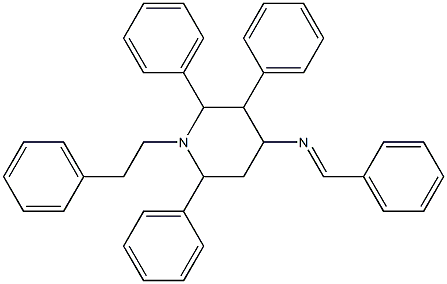 N-Benzylidene-2,3,6-triphenyl-1-(2-phenylethyl)piperidin-4-amine Struktur