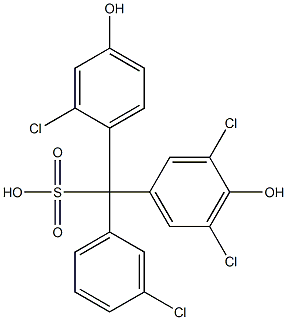 (3-Chlorophenyl)(2-chloro-4-hydroxyphenyl)(3,5-dichloro-4-hydroxyphenyl)methanesulfonic acid Struktur