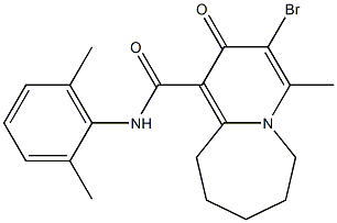 N-(2,6-Dimethylphenyl)-3-bromo-4-methyl-2-oxo-2,6,7,8,9,10-hexahydropyrido[1,2-a]azepine-1-carboxamide Struktur