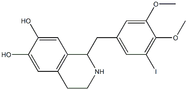 1-(3,4-Dimethoxy-5-iodobenzyl)-1,2,3,4-tetrahydroisoquinoline-6,7-diol Struktur