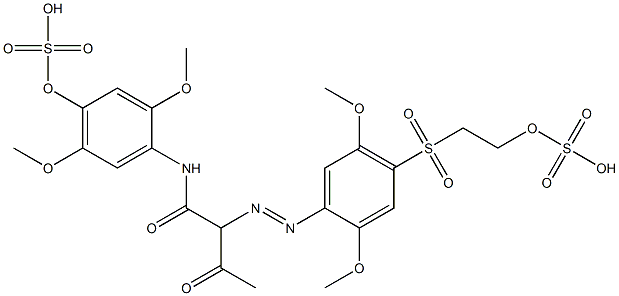 2-[[2,5-Dimethoxy-4-[[2-(sulfooxy)ethyl]sulfonyl]phenyl]azo]-N-[2,5-dimethoxy-4-(sulfooxy)phenyl]-3-oxobutanamide Struktur