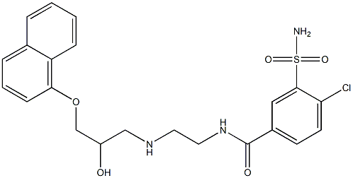 4-Chloro-3-sulfamoyl-N-[2-[[2-hydroxy-3-[(1-naphtyl)oxy]propyl]amino]ethyl]benzamide Struktur