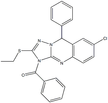 7-Chloro-3,9-dihydro-2-ethylthio-3-benzoyl-9-phenyl[1,2,4]triazolo[5,1-b]quinazoline Struktur