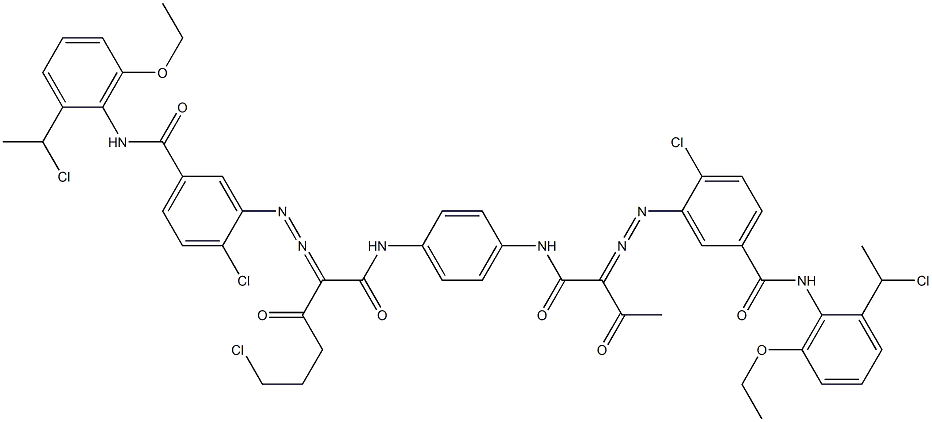 3,3'-[2-(2-Chloroethyl)-1,4-phenylenebis[iminocarbonyl(acetylmethylene)azo]]bis[N-[2-(1-chloroethyl)-6-ethoxyphenyl]-4-chlorobenzamide] Struktur