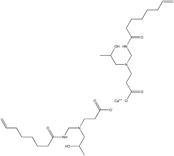 Bis[3-[N-(2-hydroxypropyl)-N-(7-octenoylaminomethyl)amino]propionic acid]calcium salt Struktur