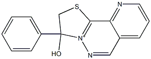 2,3-Dihydro-3-hydroxy-3-phenylpyrido[2,3-d]thiazolo[3,2-b]pyridazin-4-ium Struktur