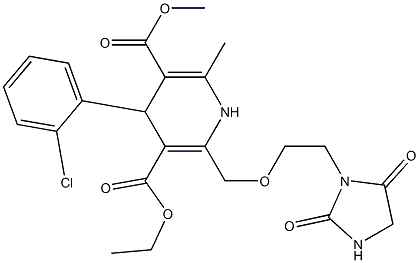 4-(2-Chlorophenyl)-1,4-dihydro-2-[2-(2,4-dioxo-3-imidazolidinyl)ethoxymethyl]-6-methylpyridine-3,5-dicarboxylic acid 3-ethyl 5-methyl ester Struktur