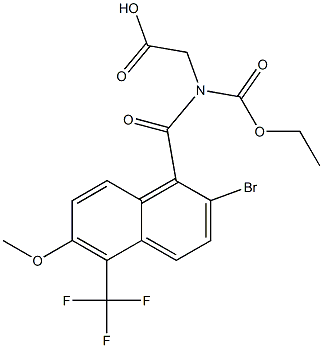 2-[N-Ethoxycarbonyl-N-[[2-bromo-6-methoxy-5-trifluoromethyl-1-naphthalenyl]carbonyl]amino]acetic acid Struktur