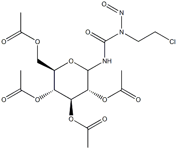 1-(2-Chloroethyl)-1-nitroso-3-(2-O,3-O,4-O,6-O-tetraacetyl-D-glucopyranosyl)urea Struktur