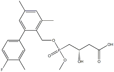 (3S)-3-Hydroxy-4-[methoxy[2-(4-fluoro-3-methylphenyl)-4,6-dimethylbenzyloxy]phosphinyl]butyric acid Struktur