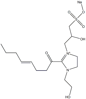 1-(2-Hydroxyethyl)-3-[2-hydroxy-3-(sodiooxysulfonyl)propyl]-2-(4-octenoyl)-2-imidazoline-3-ium Struktur