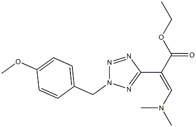 (E)-3-(Dimethylamino)-2-[2-(4-methoxybenzyl)-2H-tetrazol-5-yl]acrylic acid ethyl ester Struktur