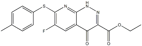 1,4-Dihydro-7-(4-methylphenylthio)-6-fluoro-4-oxopyrido[2,3-c]pyridazine-3-carboxylic acid ethyl ester Struktur