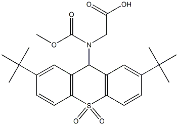 2-[(2,7-Di-tert-butyl-9H-thioxanthene 10,10-dioxide)-9-ylmethoxycarbonylamino]acetic acid Struktur