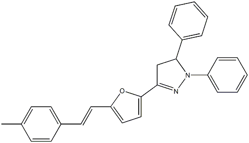 2-[[4,5-Dihydro-1,5-diphenyl-1H-pyrazol]-3-yl]-5-[2-[4-methylphenyl]ethenyl]furan Struktur