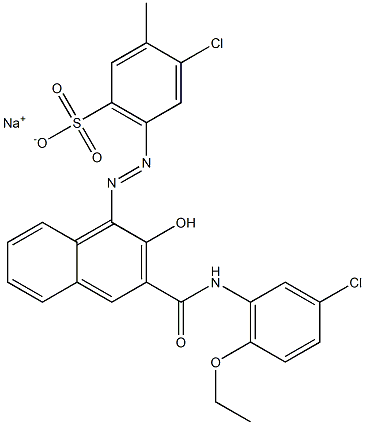 4-Chloro-3-methyl-6-[[3-[[(3-chloro-6-ethoxyphenyl)amino]carbonyl]-2-hydroxy-1-naphtyl]azo]benzenesulfonic acid sodium salt Struktur