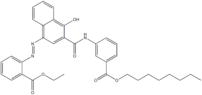 3-[1-Hydroxy-4-(2-ethoxycarbonylphenylazo)-2-naphtylcarbonylamino]benzoic acid octyl ester Struktur