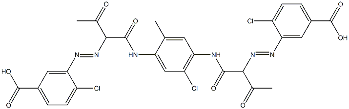 1,4-Bis[2-(5-carboxy-2-chlorophenylazo)-1,3-dioxobutylamino]-5-chloro-2-methylbenzene Struktur