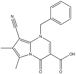 1-Benzyl-4-oxo-6-methyl-7-methyl-8-cyano-1,4-dihydropyrrolo[1,2-a]pyrimidine-3-carboxylic acid Struktur