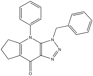 3-Benzyl-4-phenyl-3,5,6,7-tetrahydrocyclopenta[b]-1,2,3-triazolo[4,5-e]pyridin-8(4H)-one Struktur