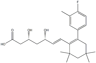 (3R,5S)-7-[2-(4-Fluoro-3-methylphenyl)-4,4,6,6-tetramethyl-1-cyclohexenyl]-3,5-dihydroxy-6-heptenoic acid Struktur