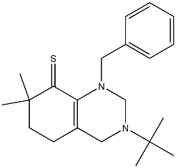 1-Benzyl-3-tert-butyl-7,7-dimethyl-1,2,3,4,5,6,7,8-octahydroquinazoline-8-thione Struktur