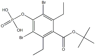 Phosphoric acid bis(ethyl)[2,6-dibromo-4-[(tert-butyloxy)carbonyl]phenyl] ester Struktur