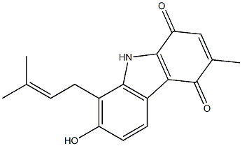 7-Hydroxy-3-methyl-8-(3-methyl-2-butenyl)-9H-carbazole-1,4-dione Struktur