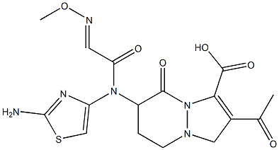 6-[(2-Amino-4-thiazolyl)(methoxyimino)acetylamino]-2-acetyl-5,6,7,8-tetrahydro-5-oxo-1H-pyrazolo[1,2-a]pyridazine-3-carboxylic acid Struktur