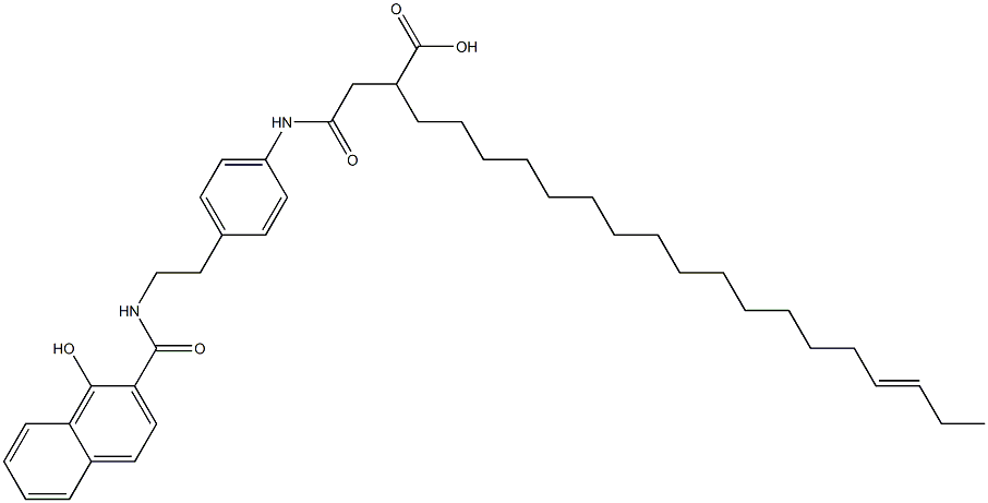 2-[[4-[2-[(1-Hydroxy-2-naphtyl)carbonylamino]ethyl]phenyl]aminocarbonylmethyl]-17-icosenoic acid Struktur