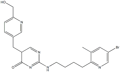 2-[[4-(3-Methyl-5-bromo-2-pyridinyl)butyl]amino]-5-[(6-(hydroxymethyl)-3-pyridinyl)methyl]pyrimidin-4(5H)-one Struktur