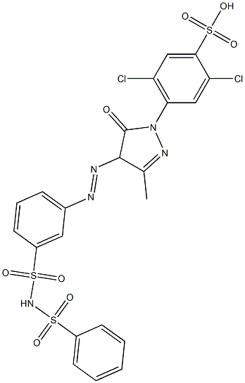 2,5-Dichloro-4-[[4,5-dihydro-3-methyl-5-oxo-4-[3-[[(phenylsulfonyl)amino]sulfonyl]phenylazo]-1H-pyrazol]-1-yl]benzenesulfonic acid Struktur