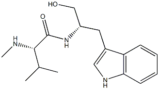 (2S)-N-[(1S)-1-Hydroxymethyl-2-(1H-indol-3-yl)ethyl]-3-methyl-2-(methylamino)butanamide Struktur