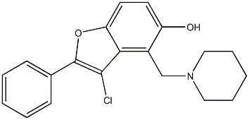 3-Chloro-2-phenyl-4-(piperidinomethyl)benzofuran-5-ol Struktur