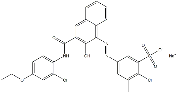 2-Chloro-3-methyl-5-[[3-[[(2-chloro-4-ethoxyphenyl)amino]carbonyl]-2-hydroxy-1-naphtyl]azo]benzenesulfonic acid sodium salt Struktur